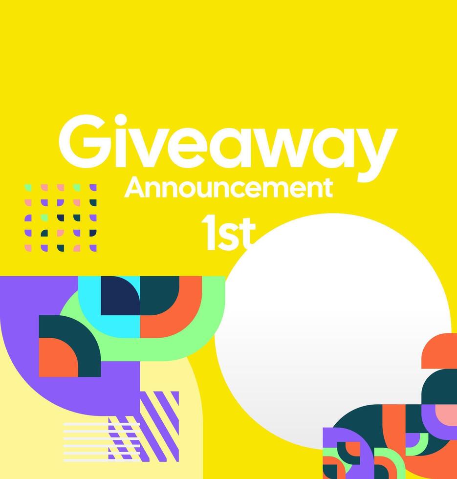 A formal design that uses modern geometric elements to convey a compelling giveaway winner announcement. Formal modern visual for giveaway vector