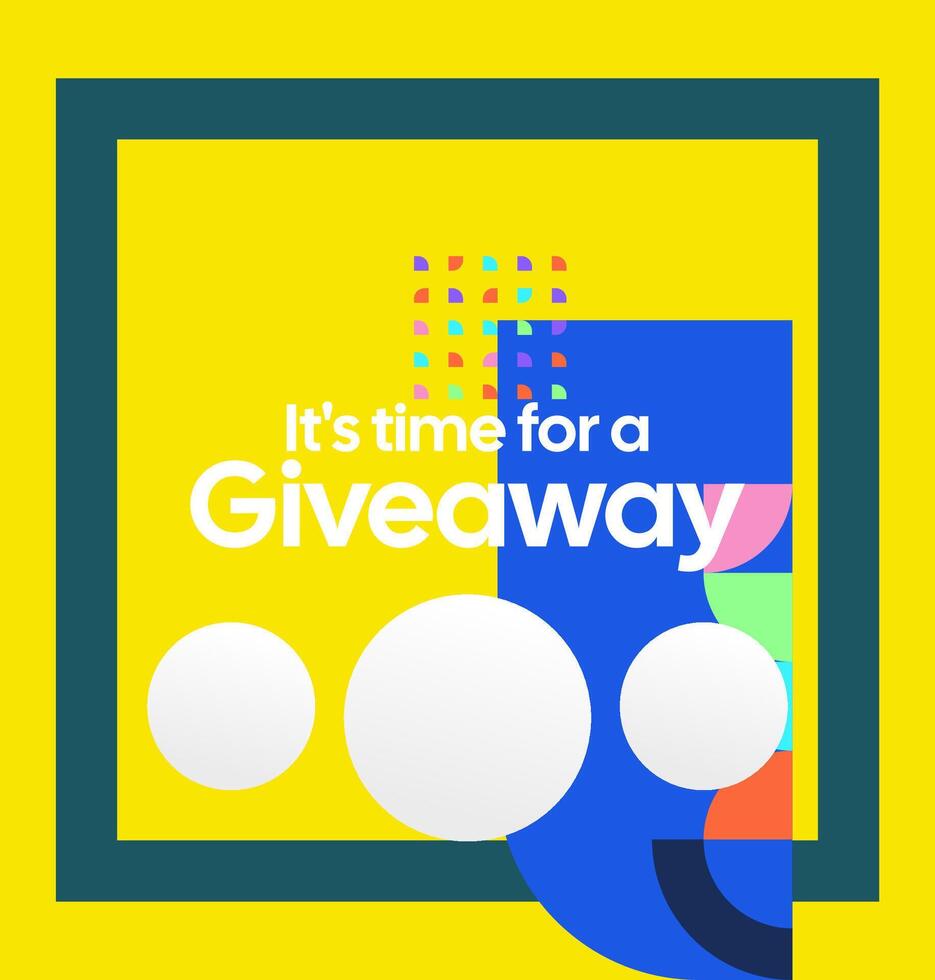 Sleek giveaway template to share winners in a professional, colorful, and attention-grabbing style. Sleek and colorful giveaway post. vector
