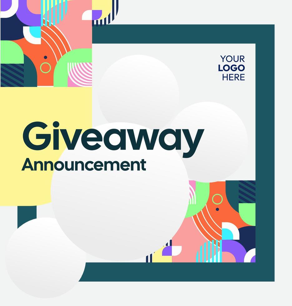 A vibrant social media post template to announce giveaway winners, adorned with vibrant geometric patterns. Perfect for brands vector