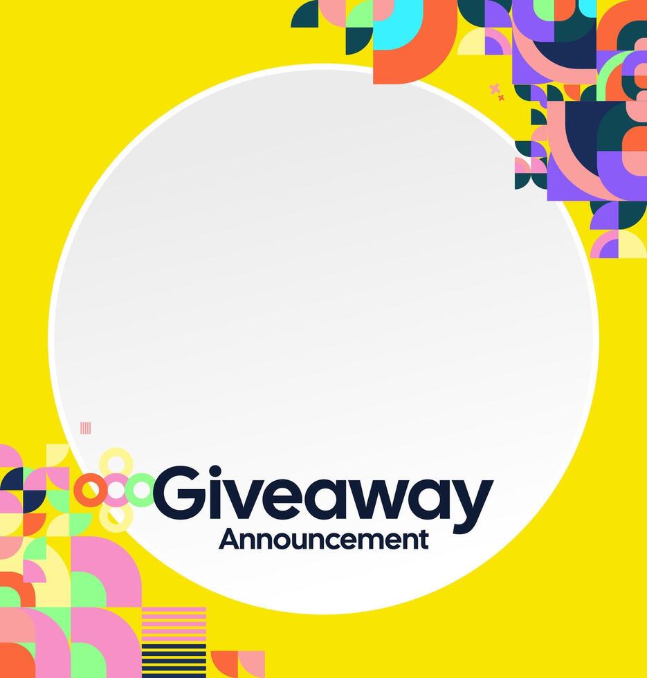 Professional giveaway announcement themed design with precise geometric lines and shapes, ideal for formal or corporate sectors. Precision design for giveaway content. vector