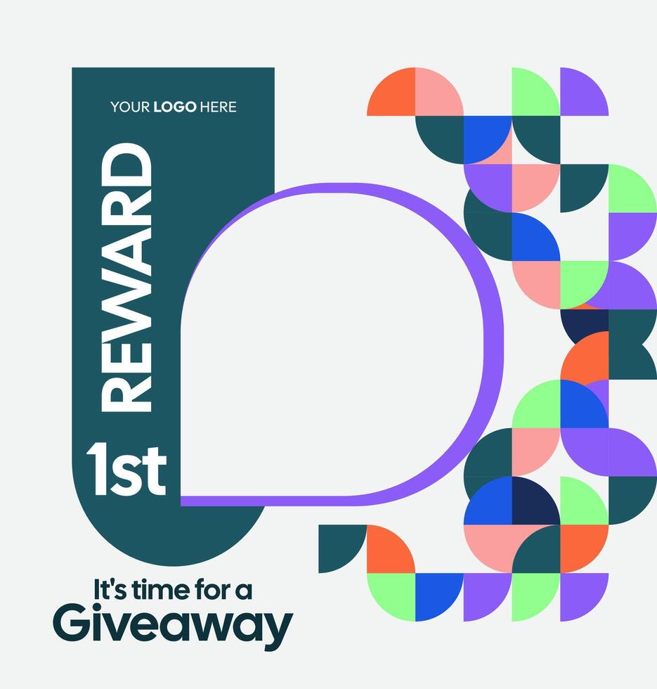Geometric giveaway post design vector
