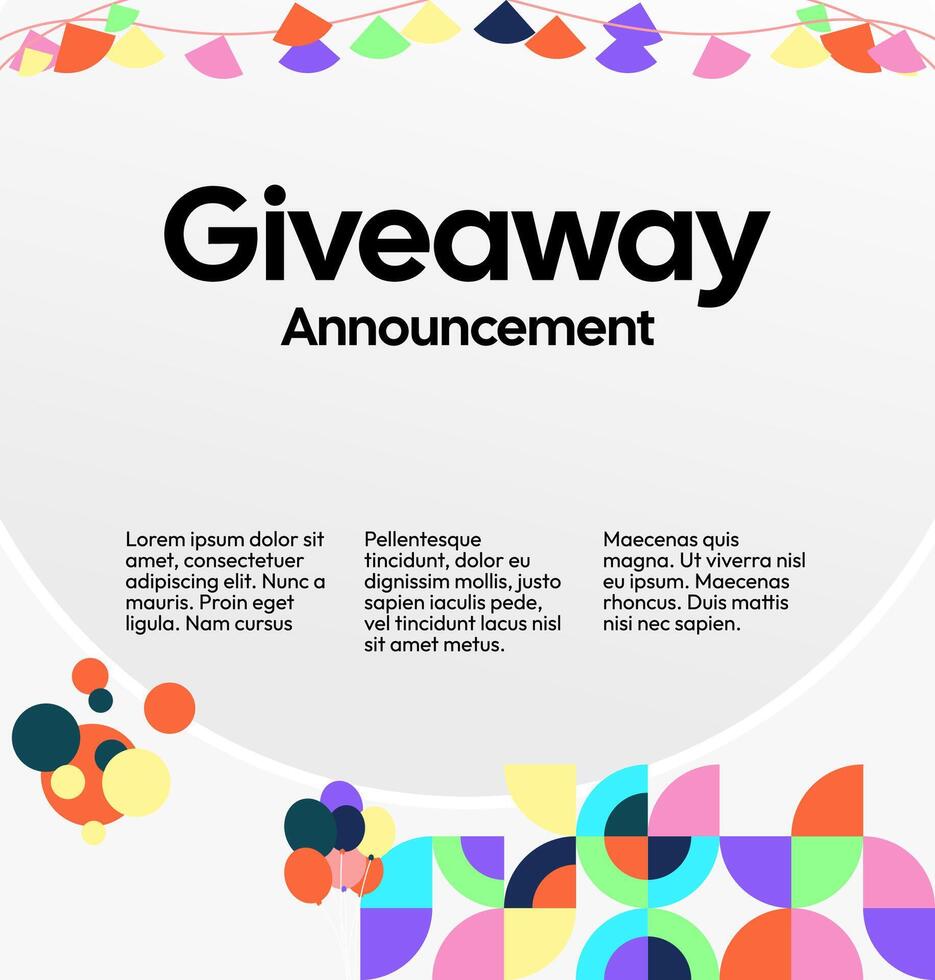 Striking and creative giveaway prize announcement template. vector