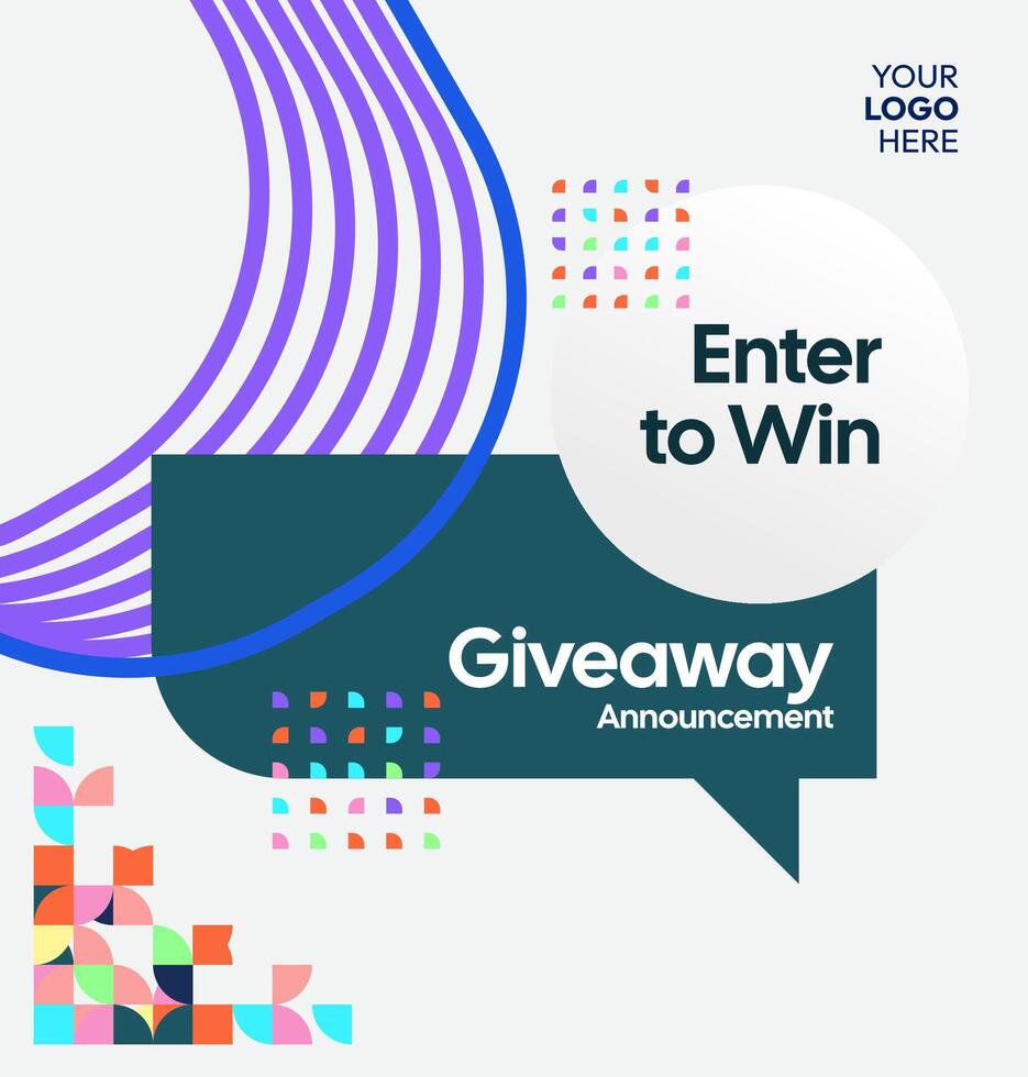 A fun giveaway winner template to increase promotional campaigns, online business, and sales day vector