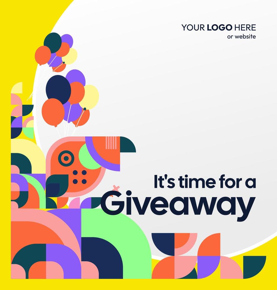 Giveaway winner announcements look more creative and elegant with a business-style square design and geometric patterns. Attractive look for giveaway prizes vector