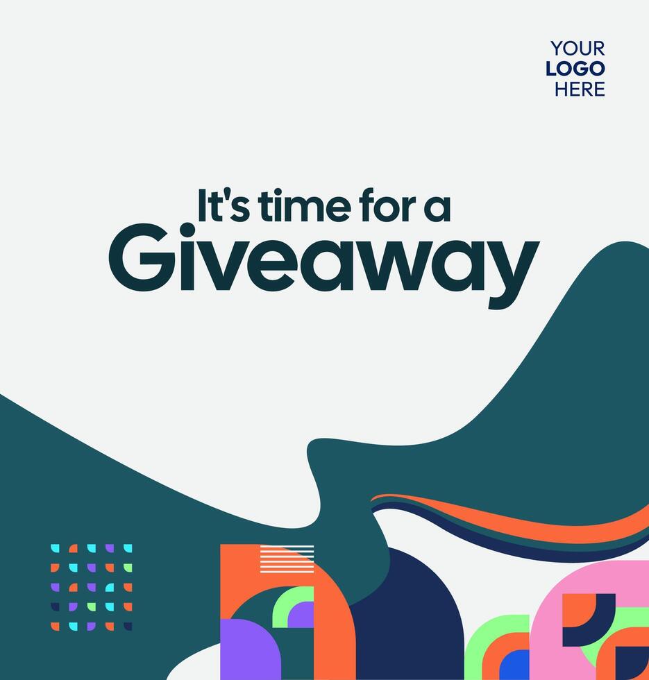 Lively giveaway winner post for social media use. Modern and simple templates vector