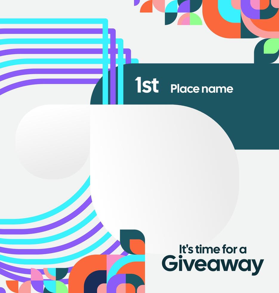 Engaging social media post template to announce giveaway winners, featuring bright geometric ornaments. Perfect for promotions product vector