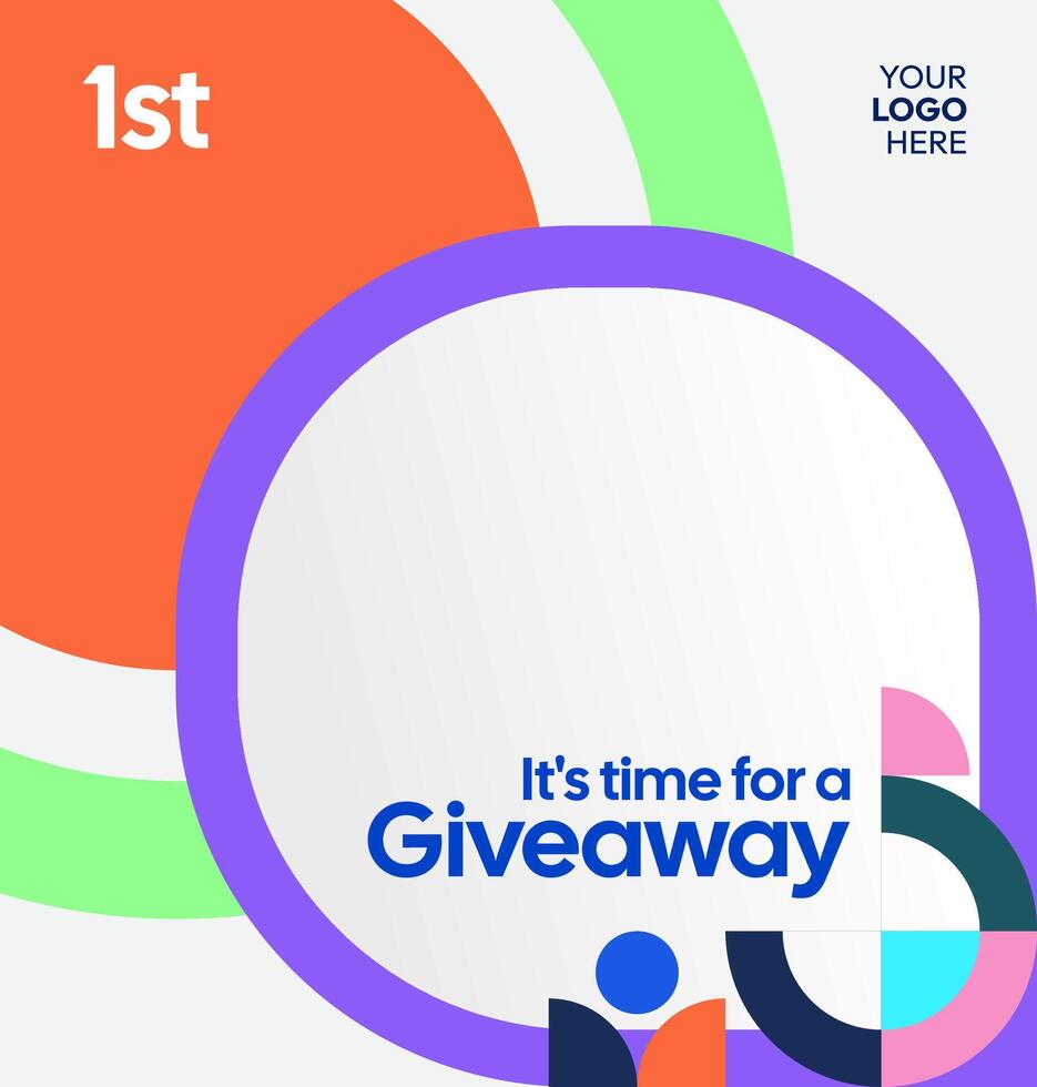 Capture attention with this cheerful giveaway winner post, perfect for brand promotion. Cheerful brand giveaway post vector