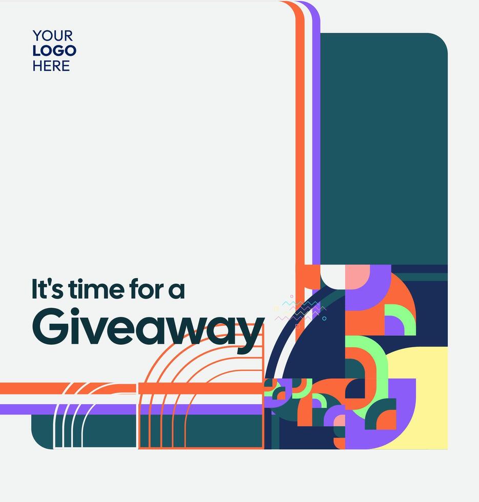 Promotional giveaway post for winners with geometric art vector