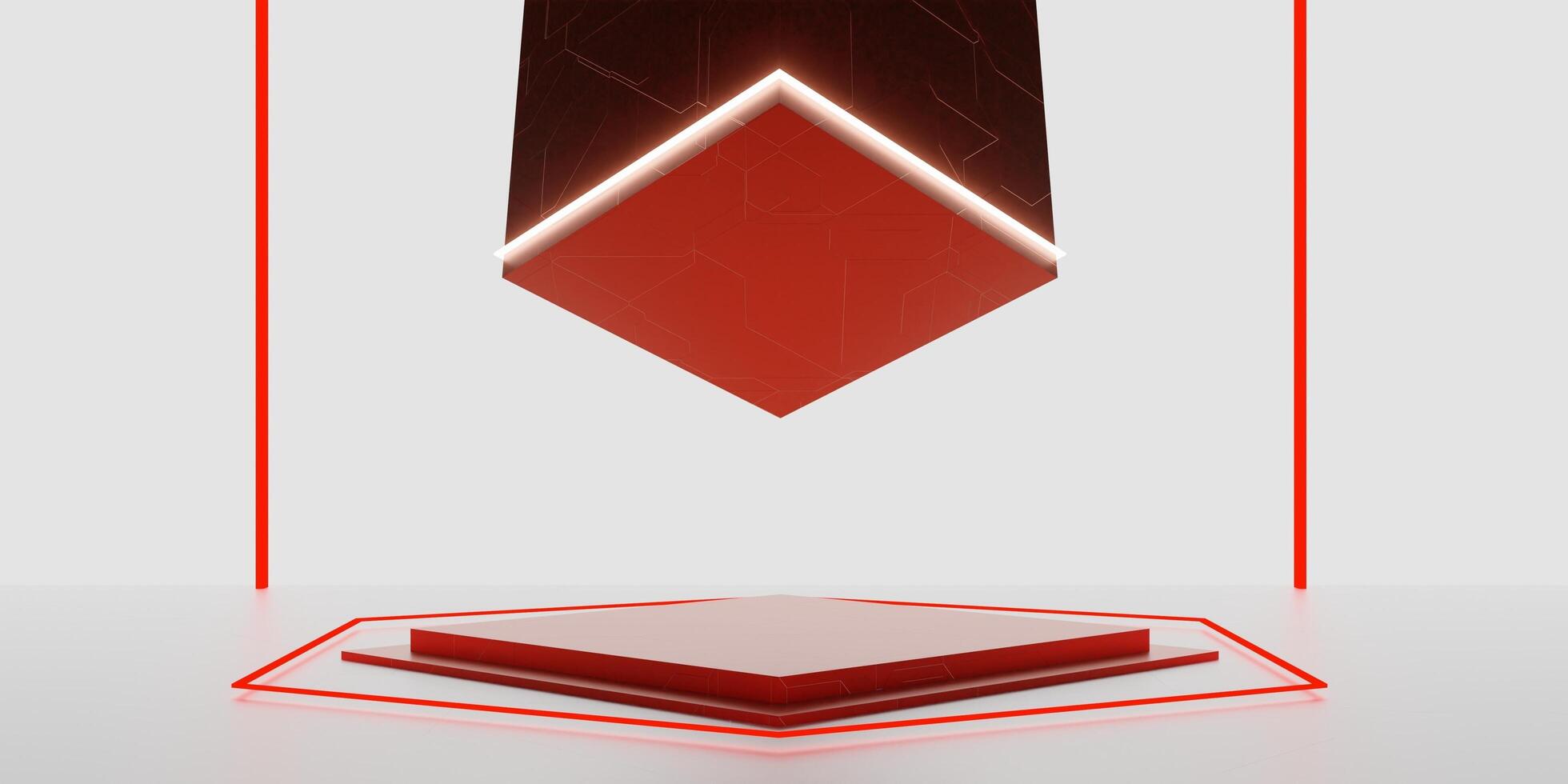 Square podium, technology, laser light, product display stand, 3D illustration photo
