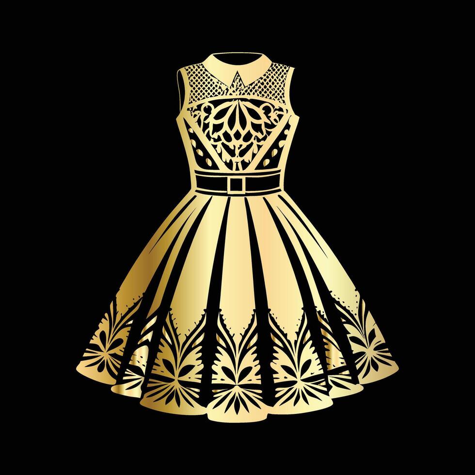 a golden dress on a black background. vector