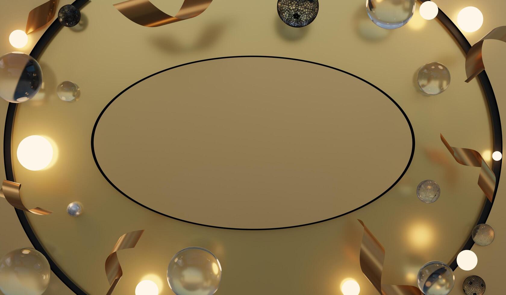 Poster circle with marbles and ribbons web banner,abstract background. 3d photo