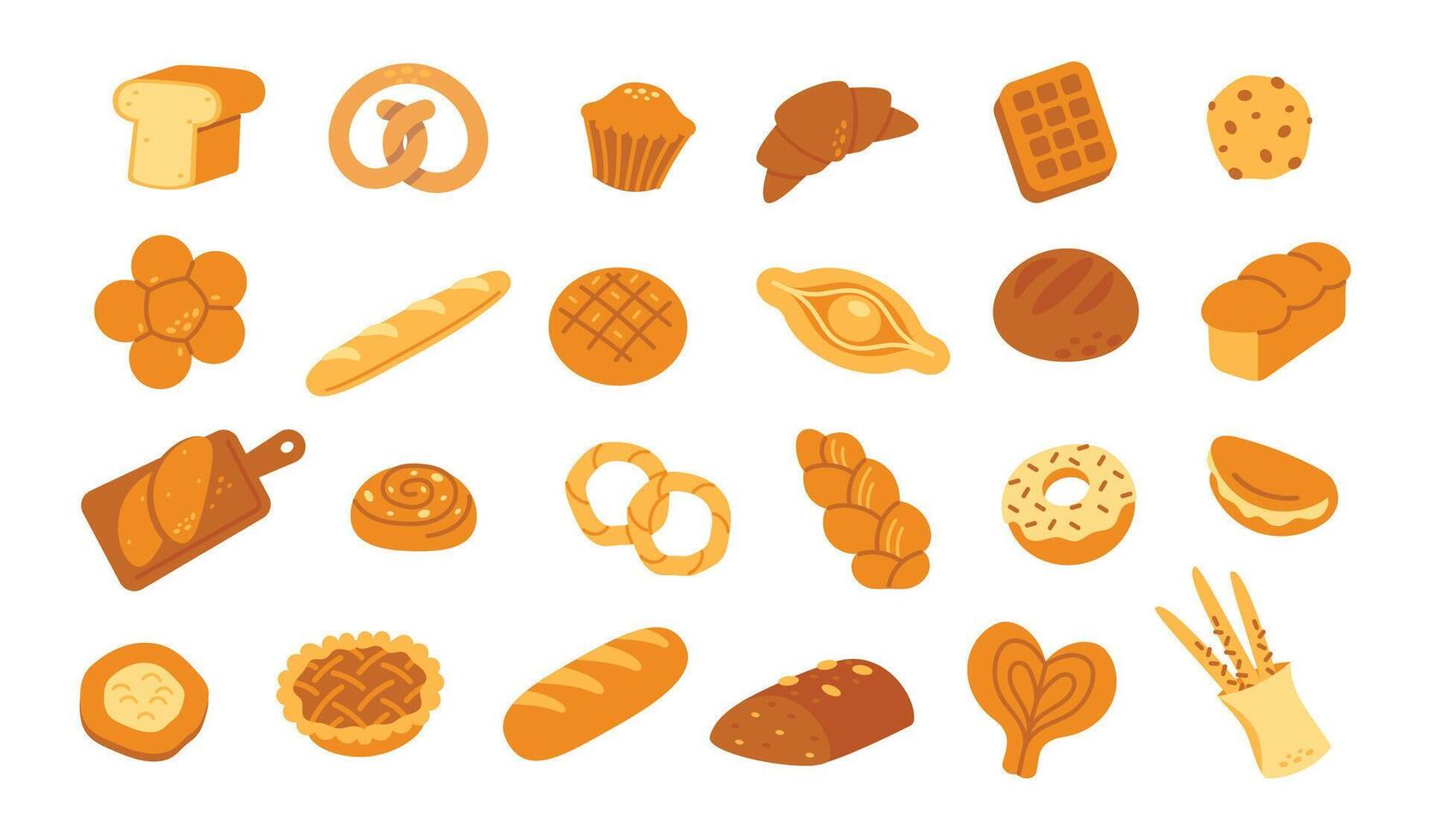 Assorted baked goods and pastries vector