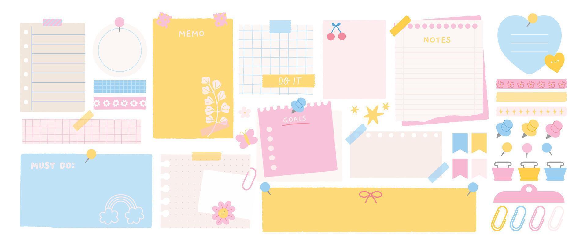 Colorful sticky notes and memo pads vector