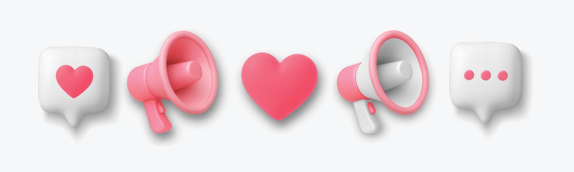 Pink and white communication icons vector