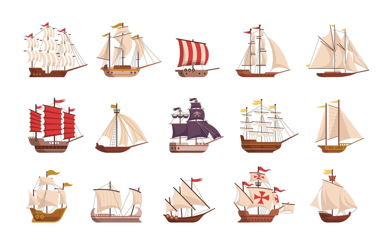 Illustration of various colorful ships vector