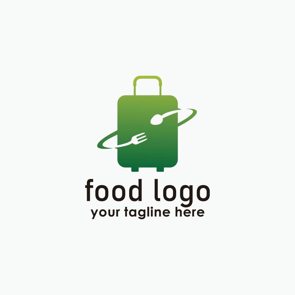 suitcase and food logo design template, food delivery logo concept, restaurant icon design vector