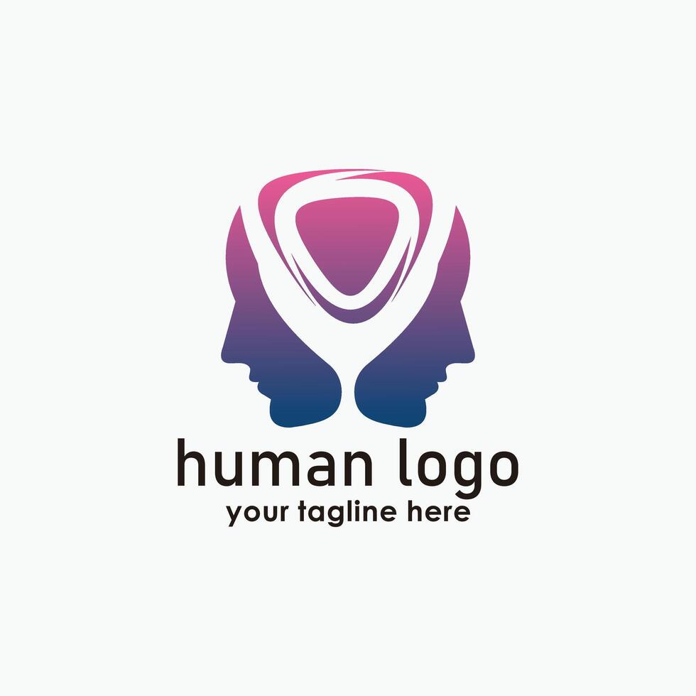two face human logo design template, people logo icon, healthy design illustration vector