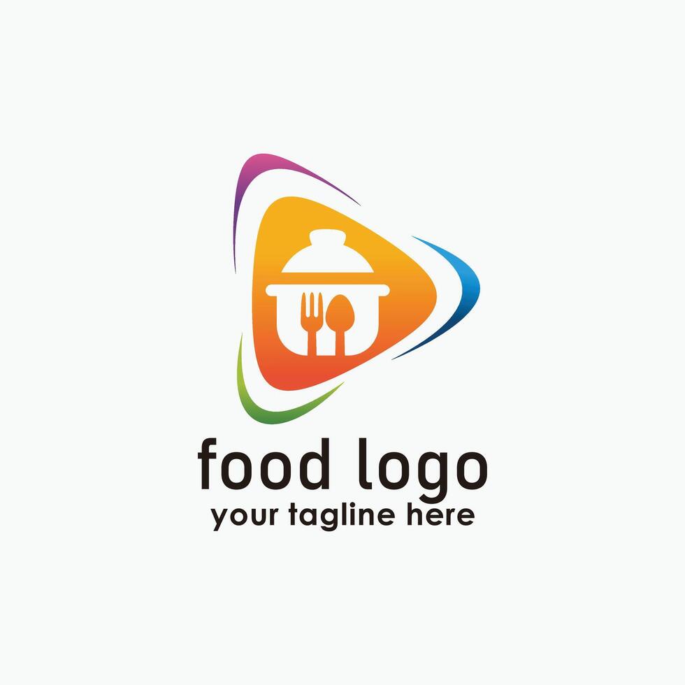 cooking tutorial logos, food and technology icon, restaurant brand vector