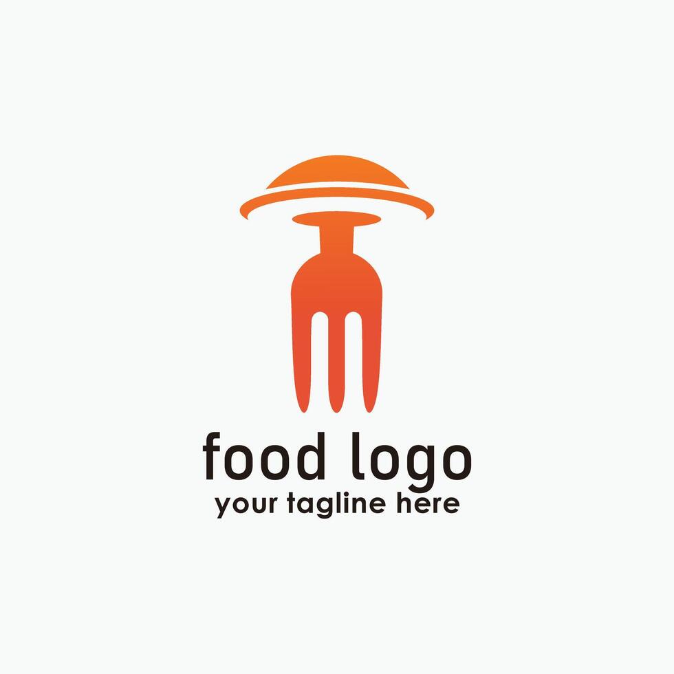 spacecraft and fork logo concept, astronomy and restaurant logos, planet logo illustration vector