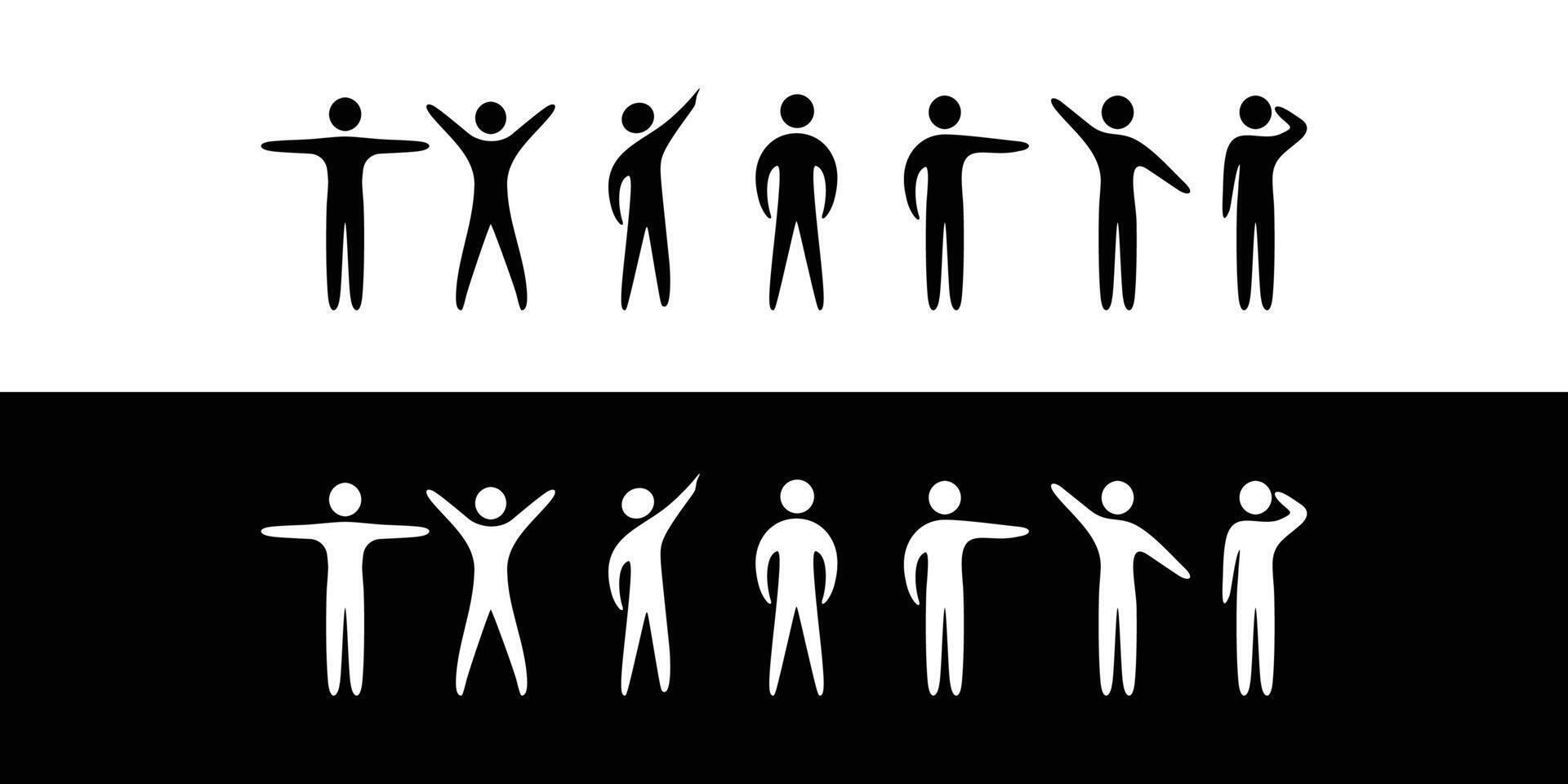 stick figure man, human silhouette icons vector