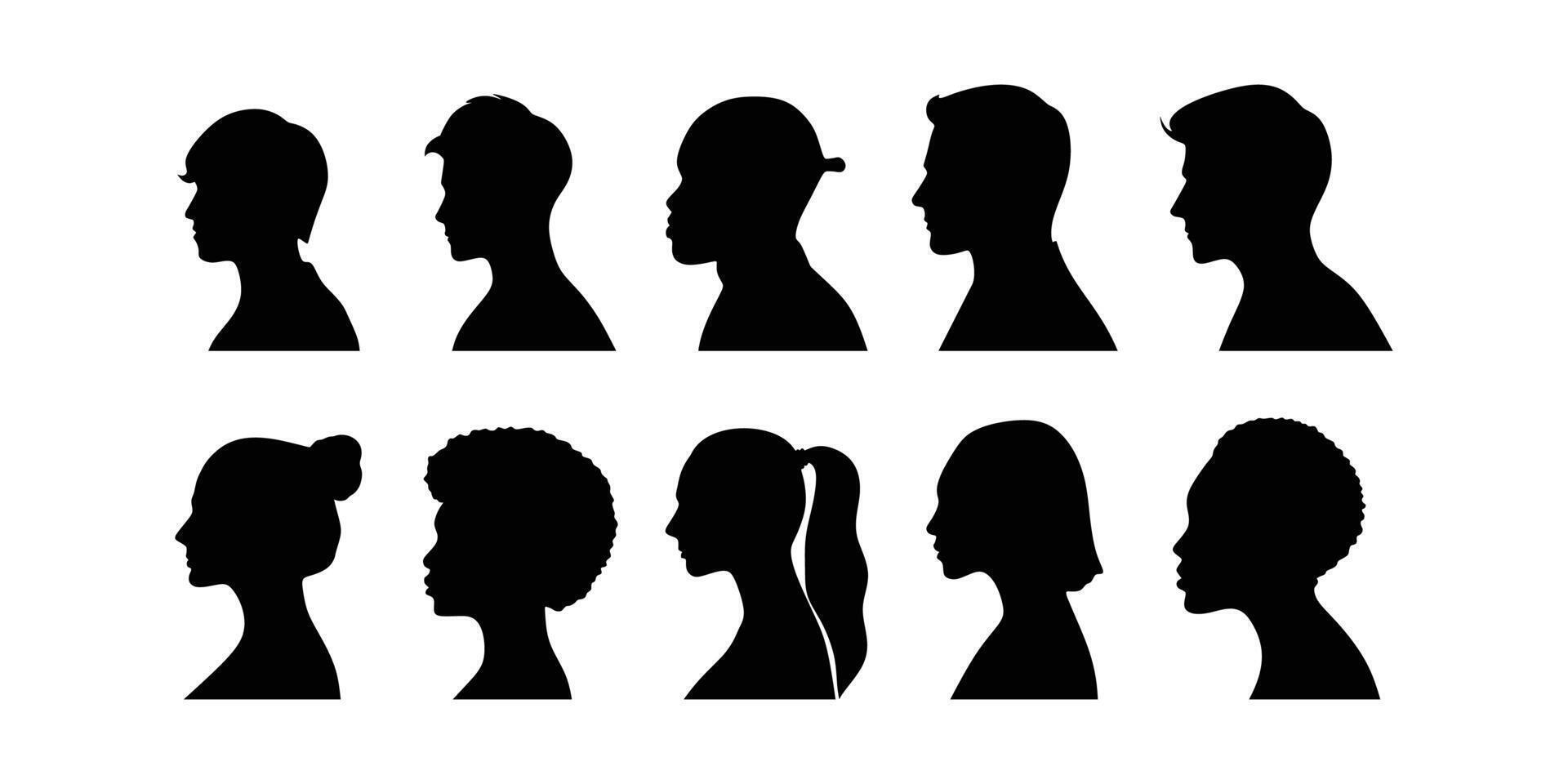 silhouette of a man and woman profile head icons vector