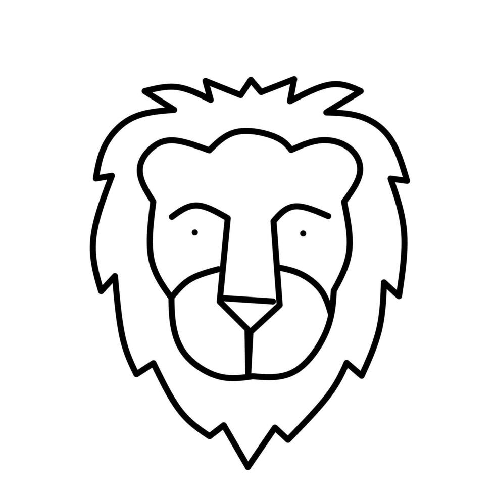 Outline icon of a lion's head with a bold mane, representing strength, courage, wildlife, and royalty. Perfect for logos, mascots, or animal-themed designs. vector
