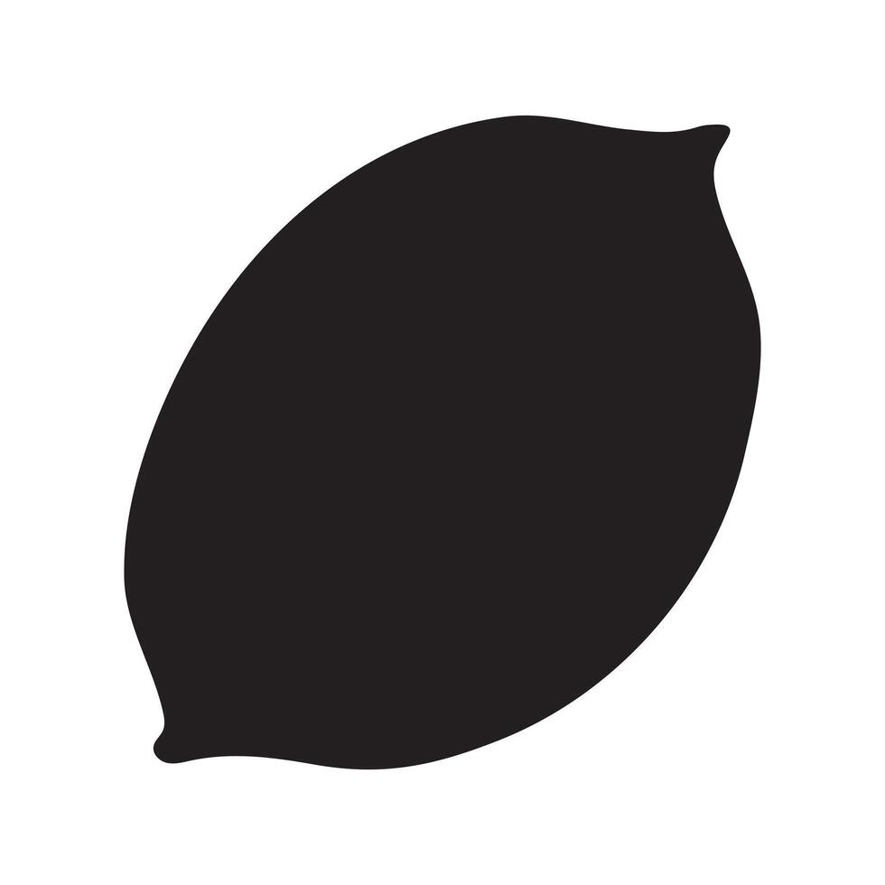 Black silhouette of lemon. citrus element on isolated background. vector
