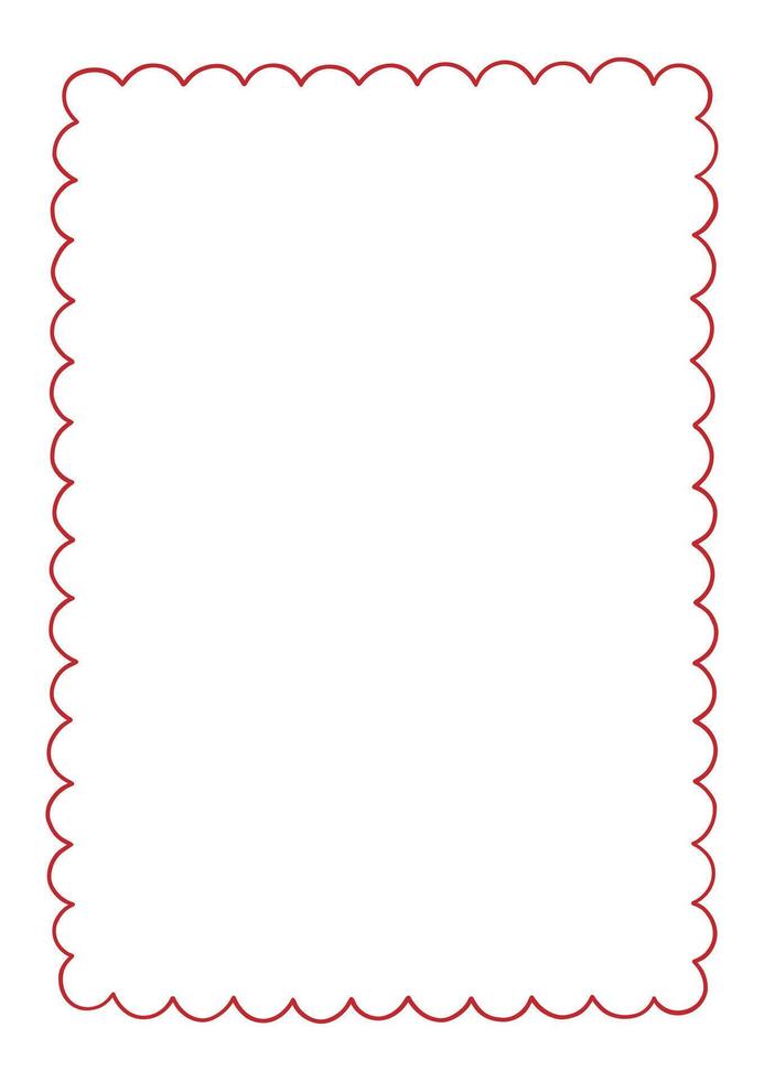 Hand drawn red frame. Trendy minimalist border. Vintage template for greeting cards, wedding, invitations, social media. Line art. Coquette retro aesthetic vector