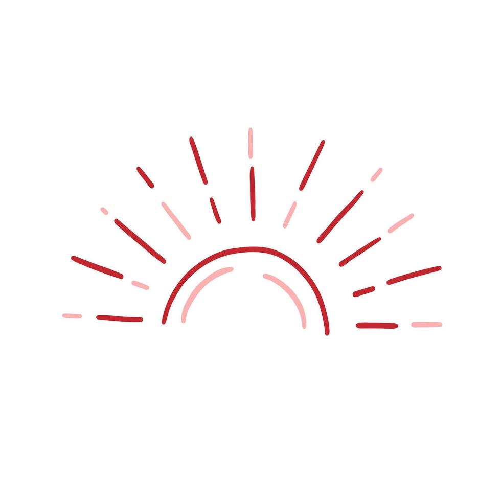 Bohemian Sun. Creative linear logo, icon, symbol. Abstract sunset design element for decoration. Hand drawn illustration, minimalist line art vector
