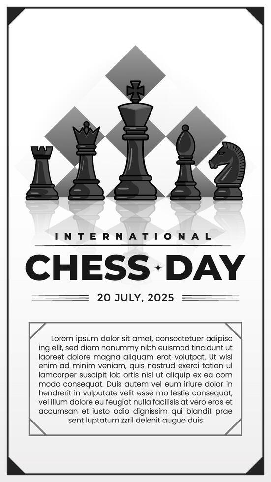 Elegant Vertical Design Celebrating International Chess Day vector