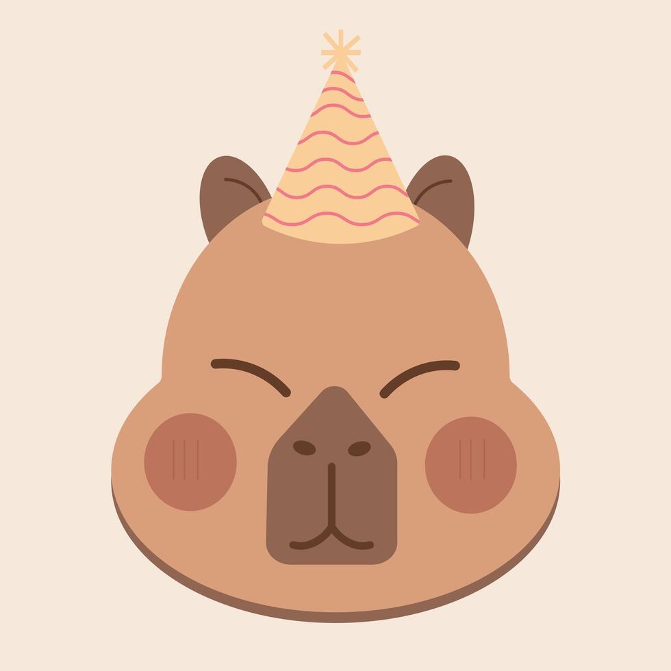 Funny Capybara with Birthday Hat vector