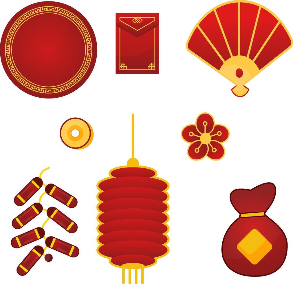 Chinese New Year Decorative Elements for Festive and Cultural Projects vector