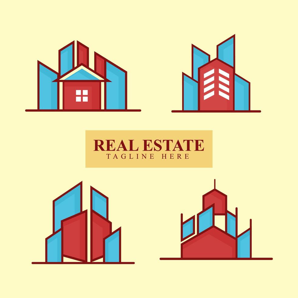 A Set of Building and Construction Real Estate Logo Designs vector