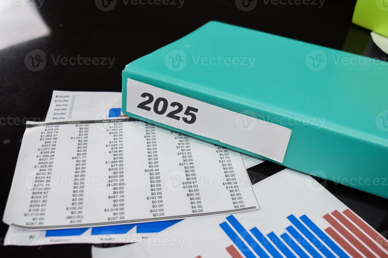 Folders with the label 2025. Business management concept photo