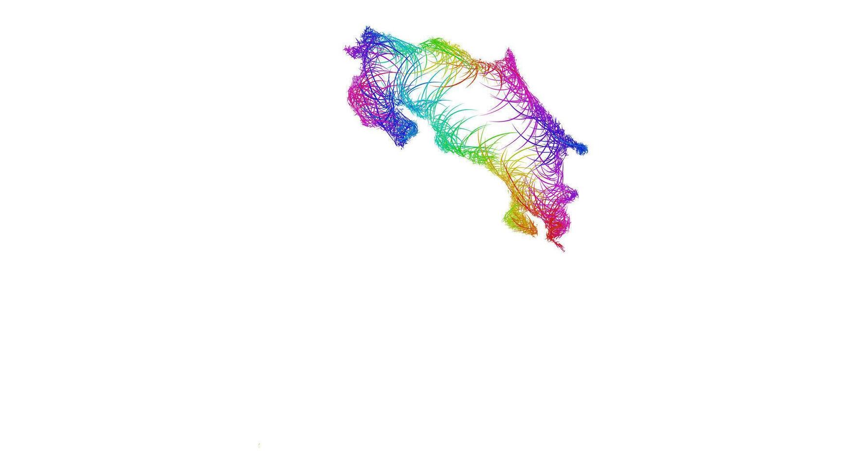 Rainbow sketch outline map of Costa Rica vector