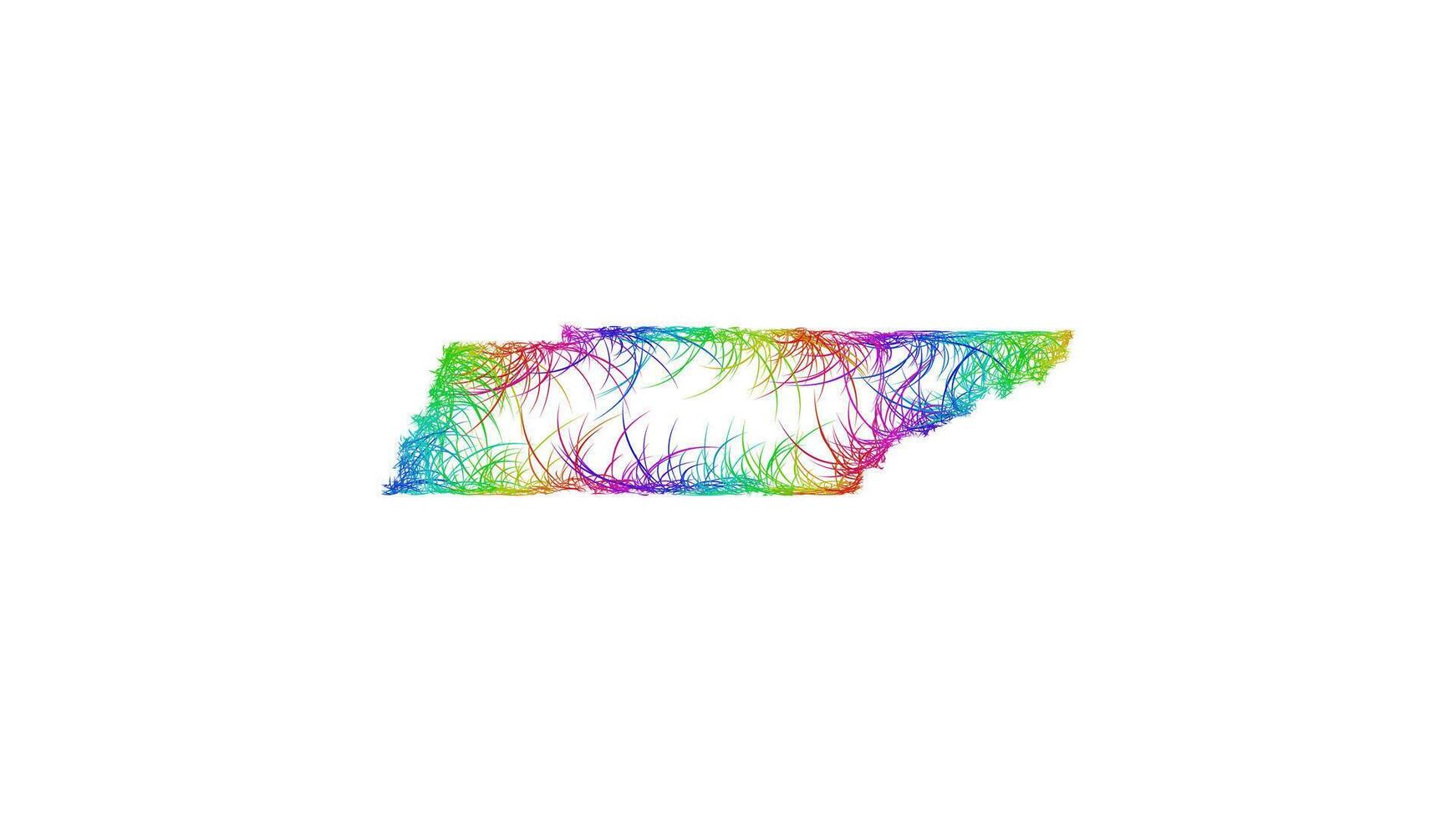 Rainbow sketch outline map of Tennessee vector