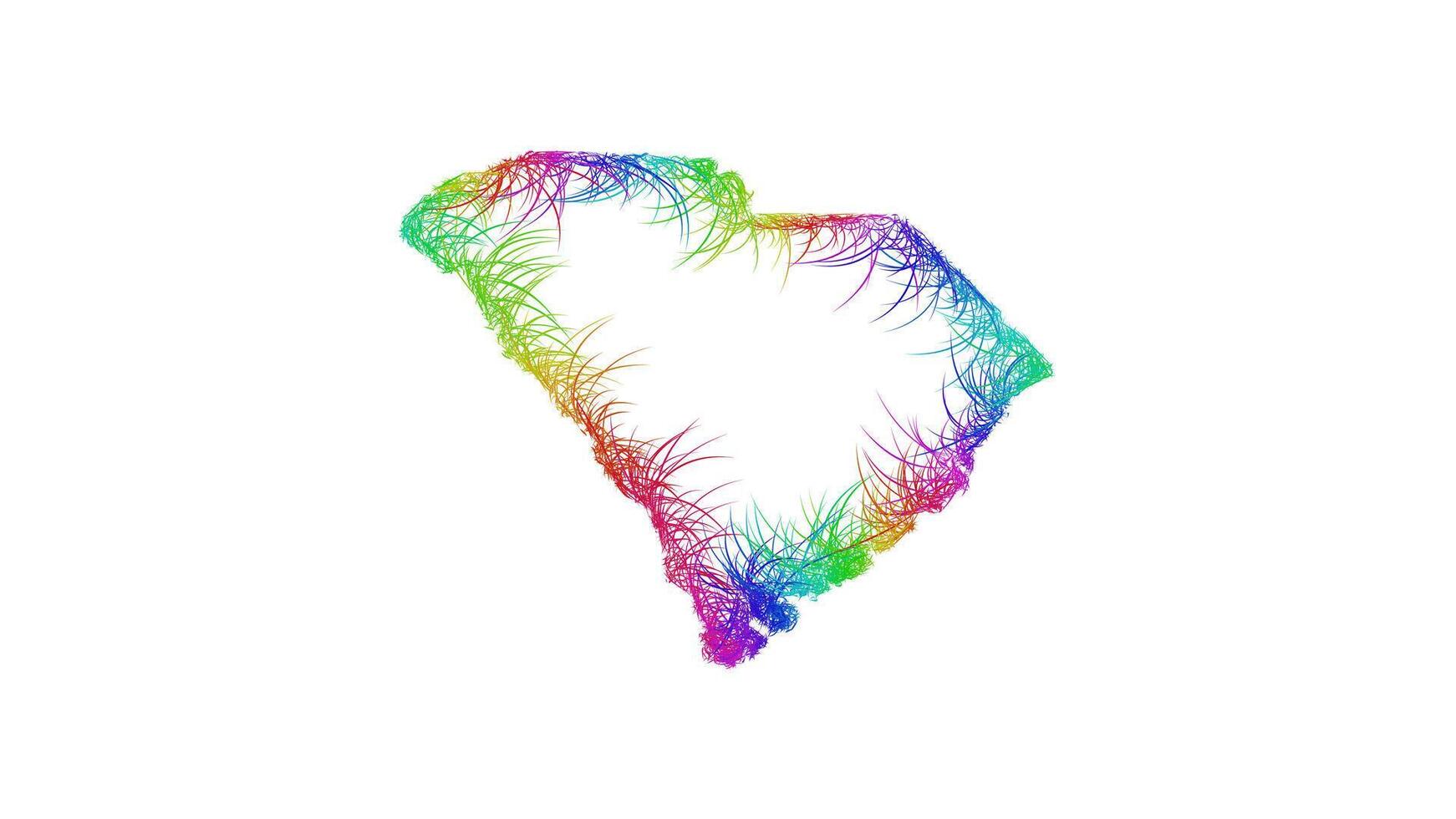 Rainbow sketch outline map of South Carolina vector