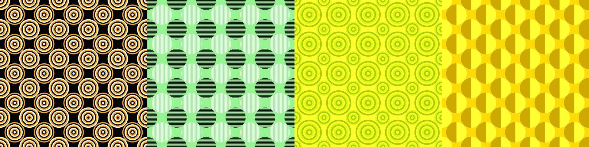 Seamless geometric three toned pattern set vector