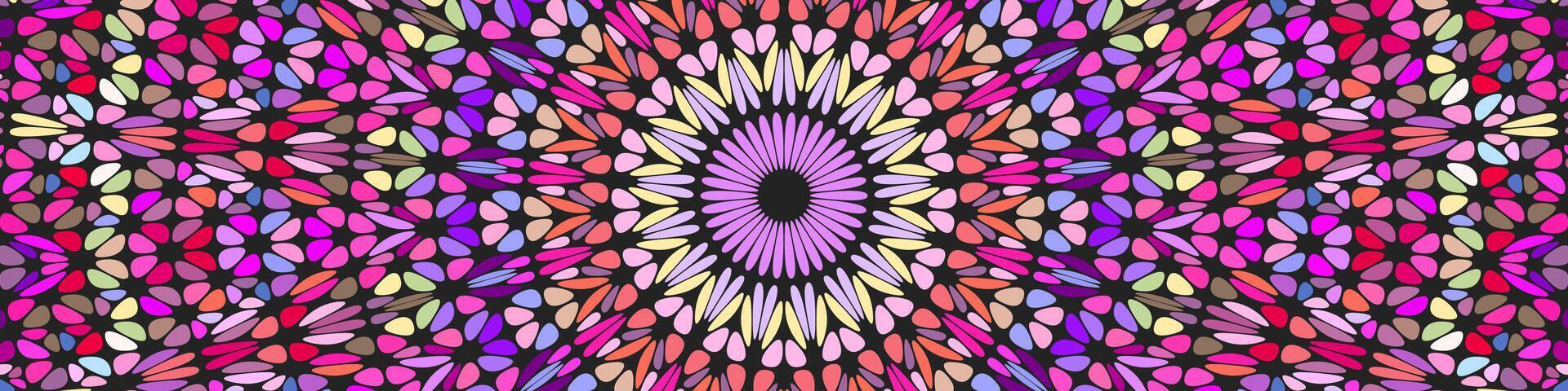 Geometrical oriental psychedelic dynamic circular stone mosaic mandala background - floral abstract graphic vector