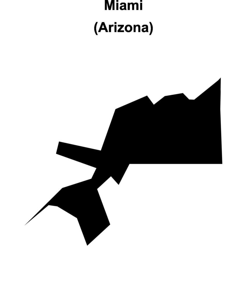 Miami, Arizona blank outline map vector