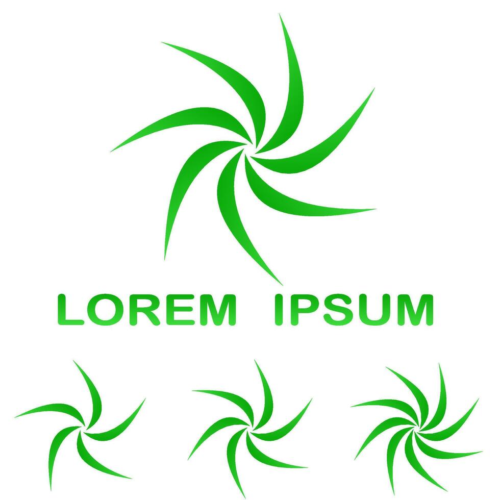 Green swirling enviroment symbol design set vector