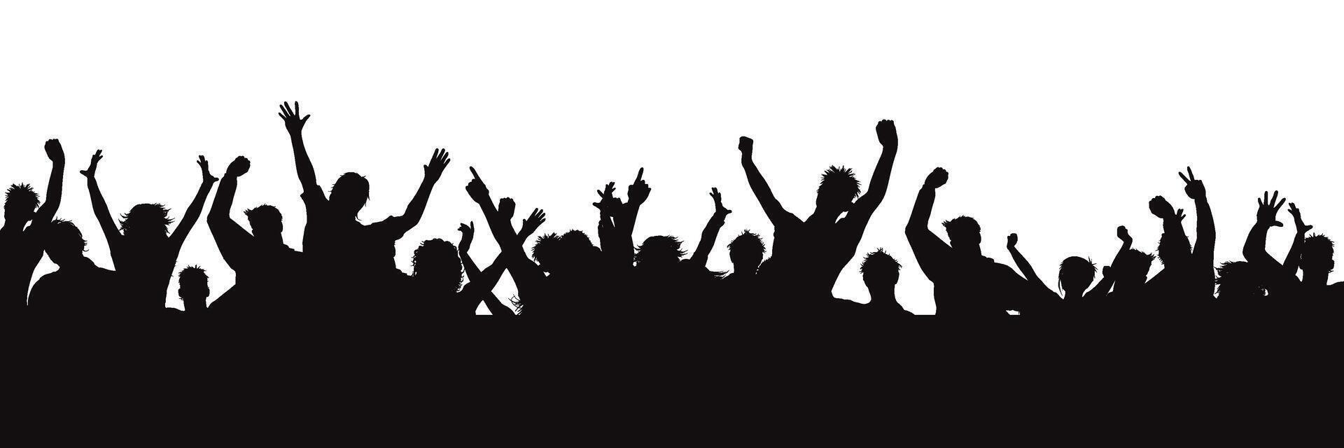 Silhouette happy young group party people together dancing, cheering crowd dance to the music at musical concert, People silhouette dancing vector