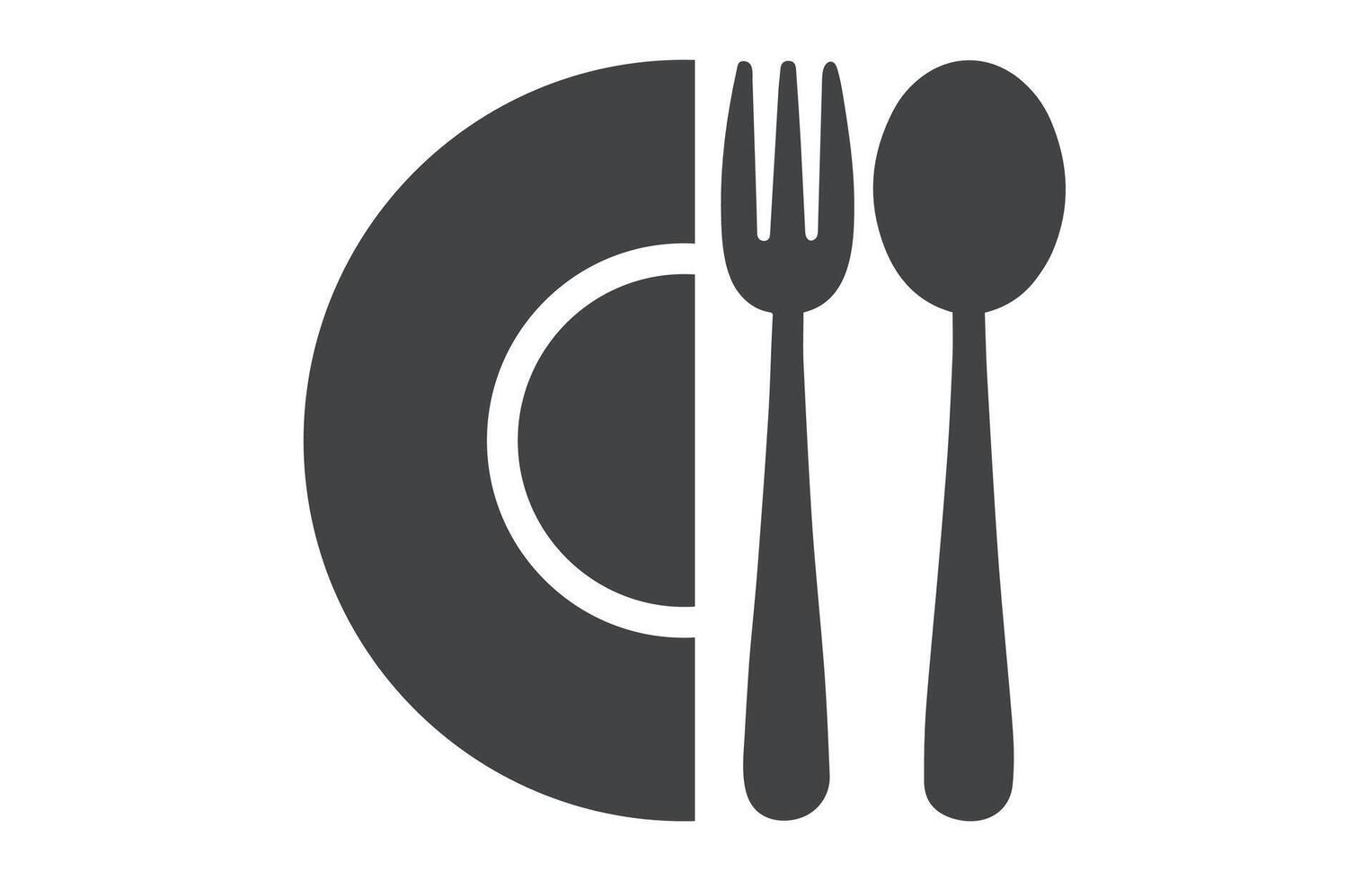 Dinner Table Icon Set Cutlery Plate Spoon Fork Knife Restaurant Symbols vector