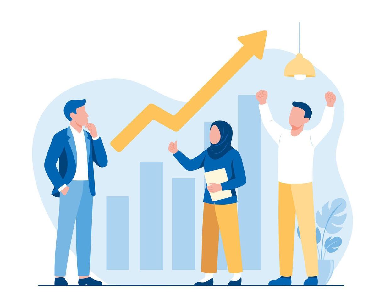 Team celebrating business growth and success vector