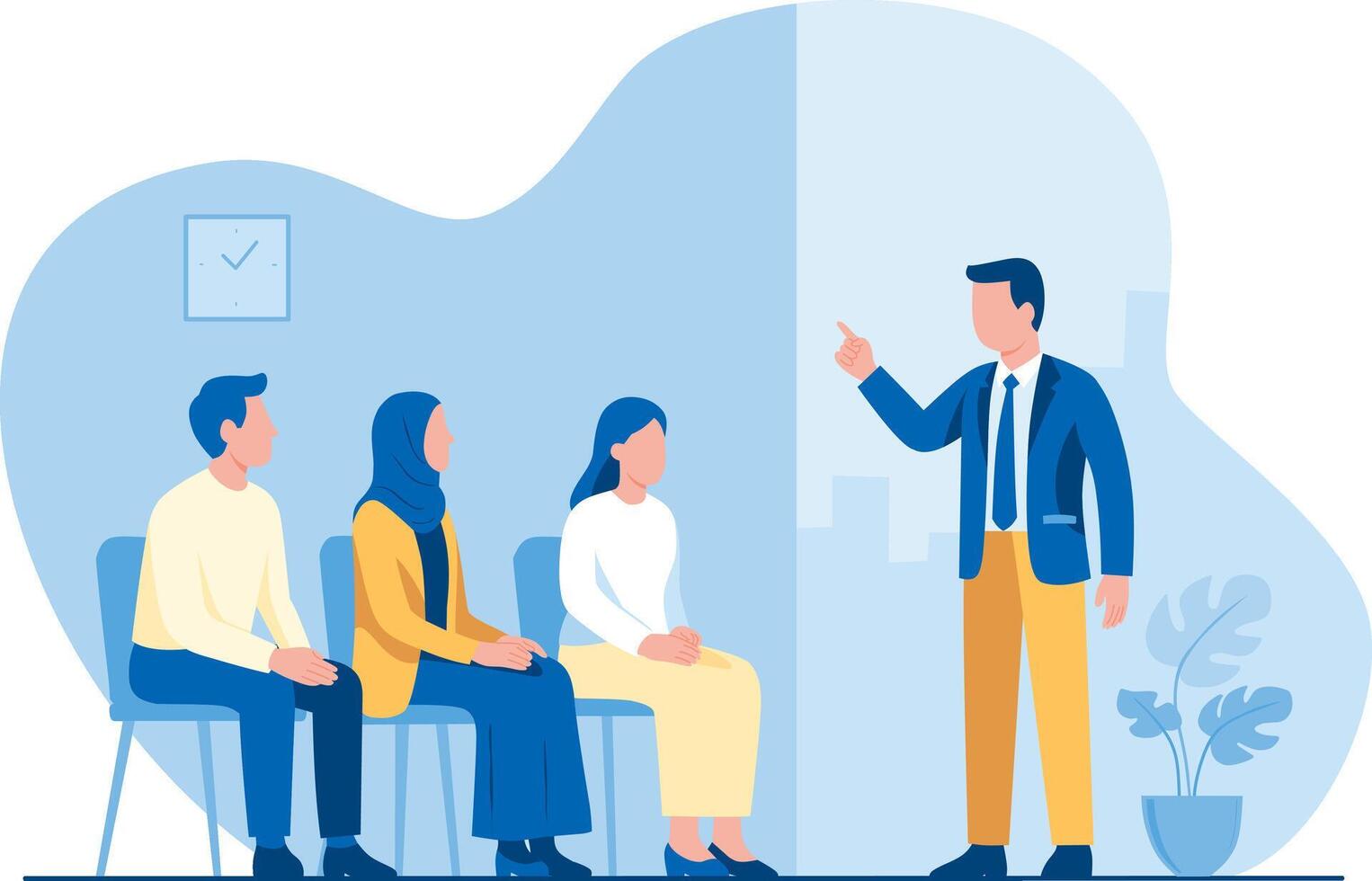 Group discussion with an instructor leading vector