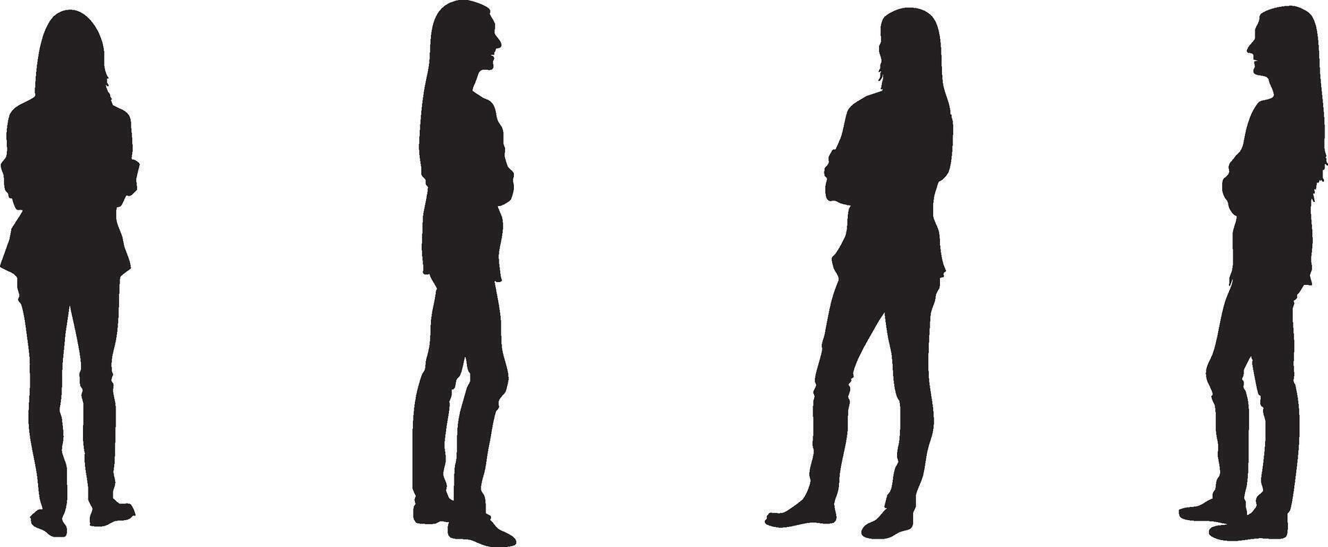 Silhouettes of people standing in different positions vector