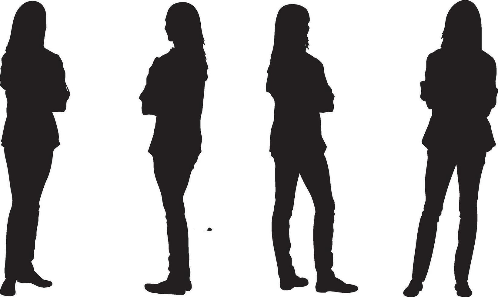 Silhouettes of women standing in different poses vector