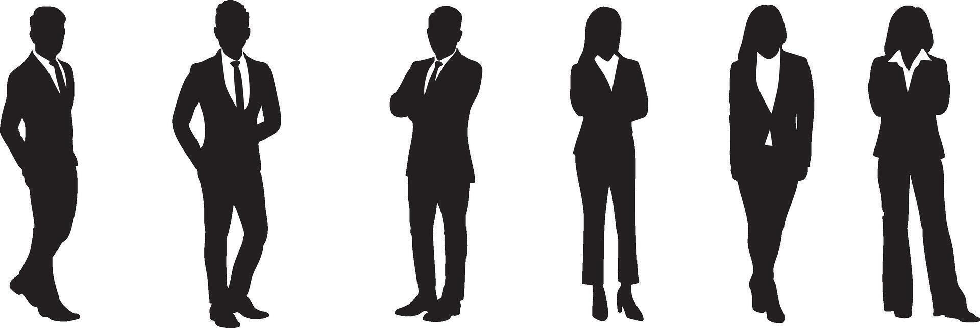Silhouettes of business people standing in different poses vector