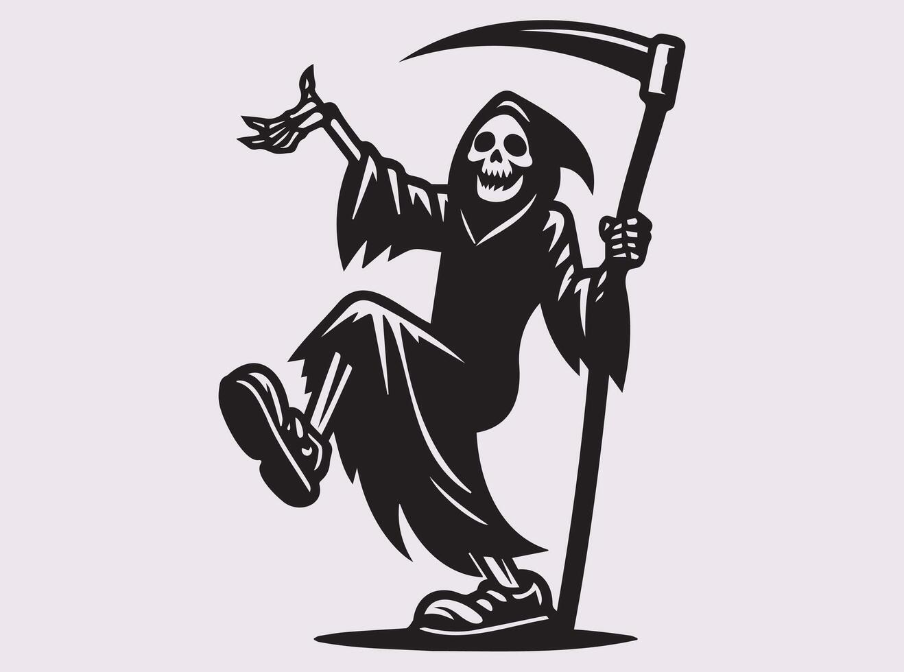 Grim Reaper Dancing Silhouette Black Art Design vector