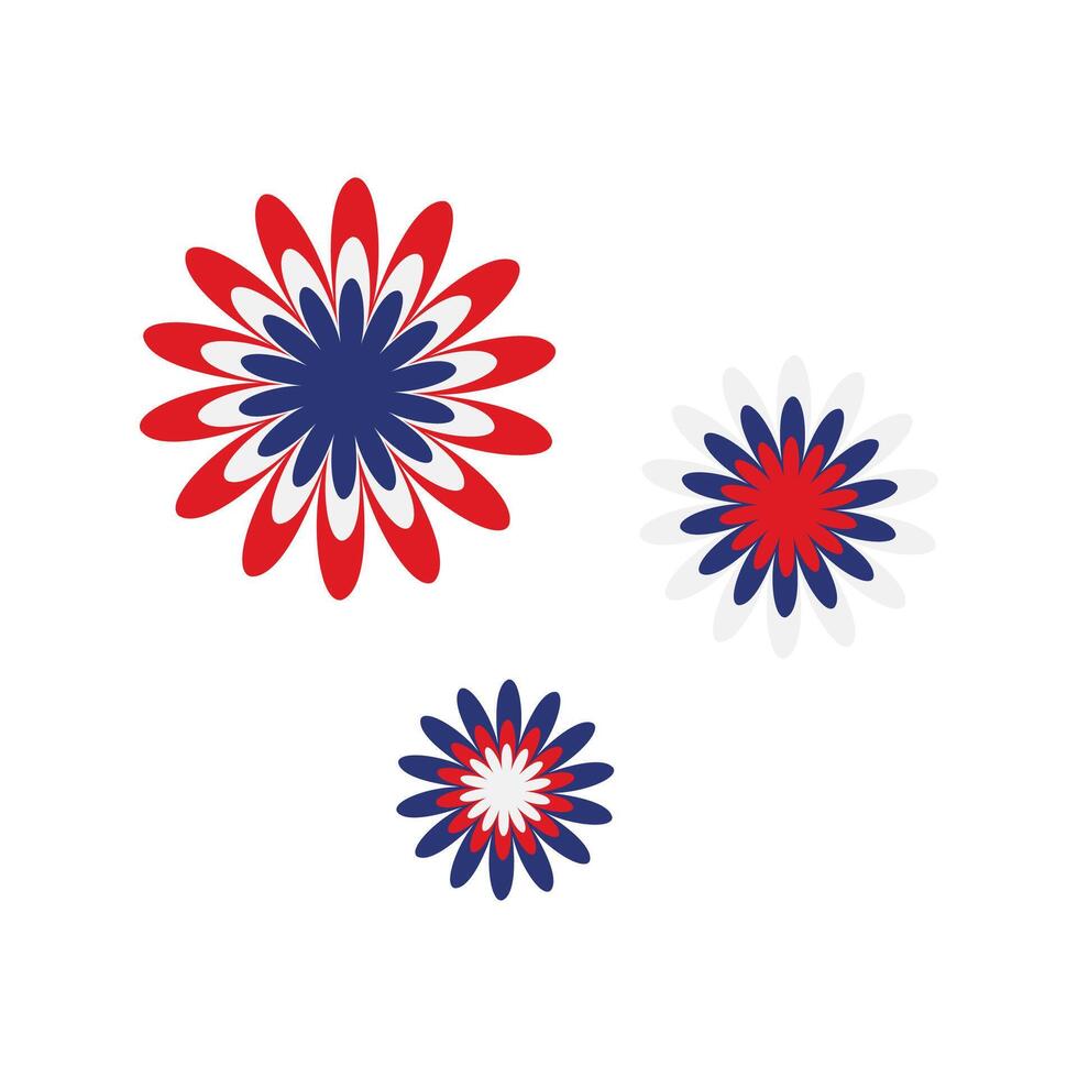 Red White and Blue Layered Floral Motif Celebrating Independence Day Festivities vector